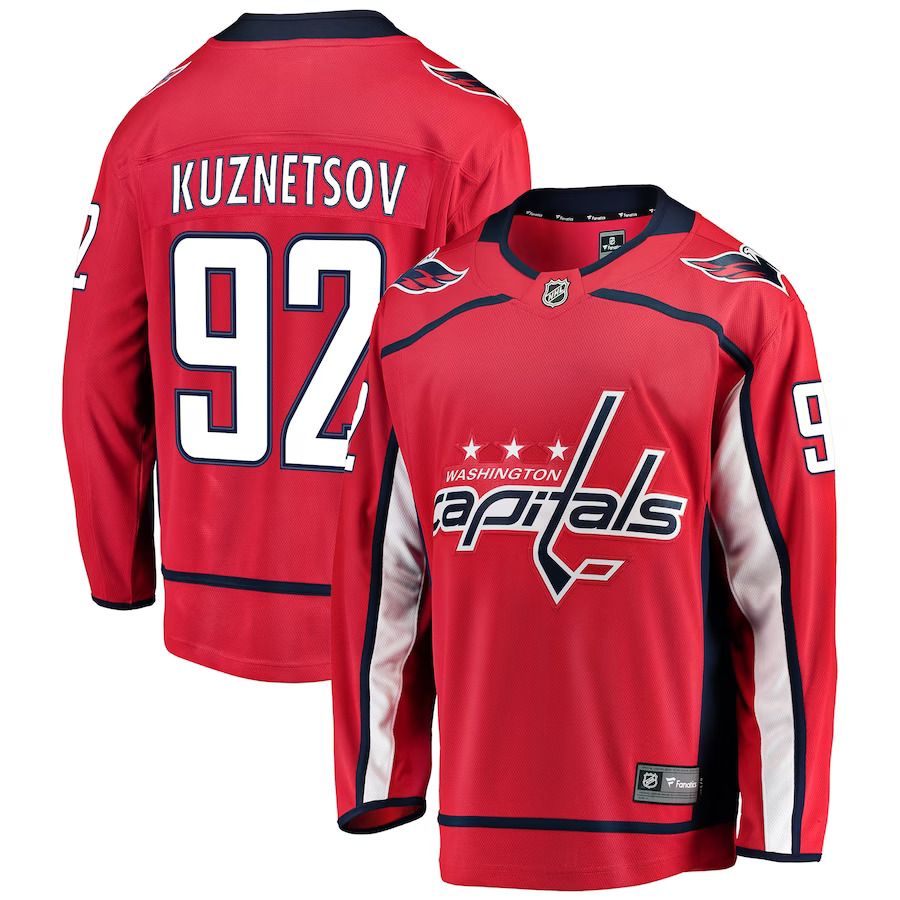 Men Washington Capitals #92 Evgeny Kuznetsov Fanatics Branded Red Home Breakaway Player NHL Jersey